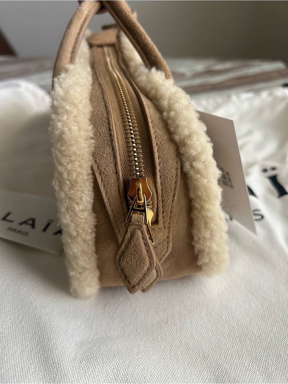Alaia teckel Tan Shearling Suede clutch Bag - Picture 4 of 11